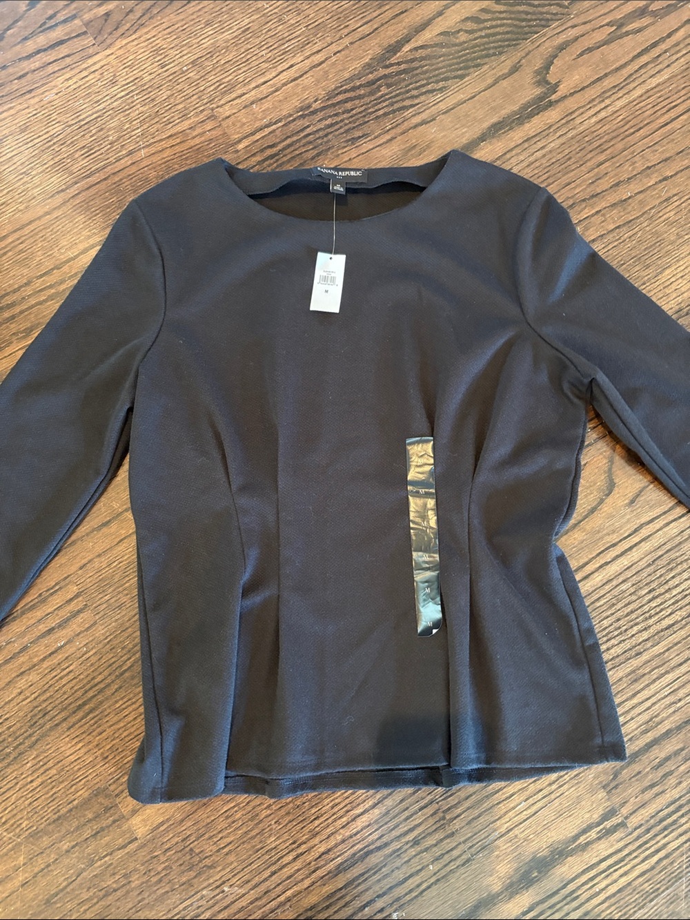 Banana Republic Black Long-Sleeve Crew Neck Top
